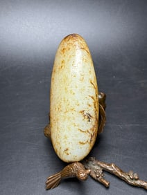 An Exquisite White Jade Poem Hand Piece