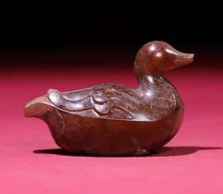An Exquisite White Jade Duck Hand Piece