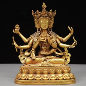 A Solemn Gilt Bronze Buddha Statue