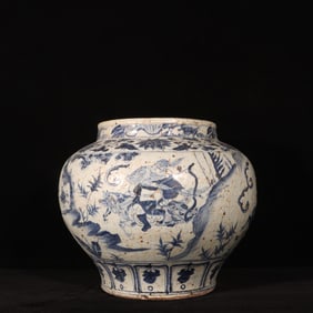 A Rare Blue and White Character and Story Pattern Jar