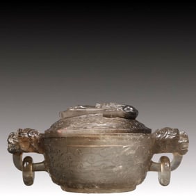 An Exquisite Crystal Dragon Pattern Double-Ears Censer