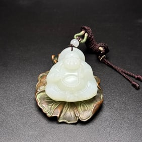 An Exquisite White Jade Maitreya Buddha Pendant