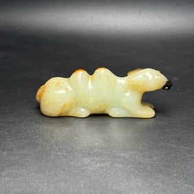 An Exquisite White Jade Camel Hand Piece