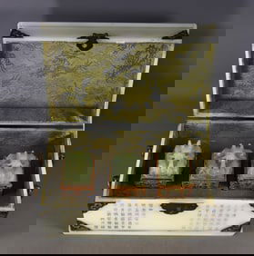 A Set of Fine White Jade Cover with Gold Dragon Pattern Seals,with White Jade Poem Box,with an