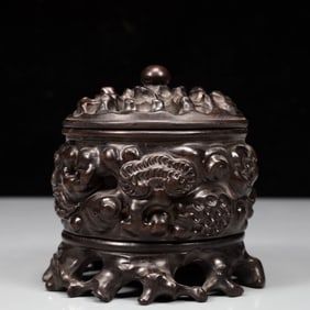 An Exquisite Zitanwood Peach Pattern Censer