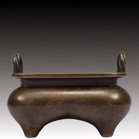 An Exquisite Bronze Double-Ears and Four Legs Censer,Ming Dynasty, China,Xuande Six-character