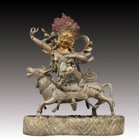 A Solemn Gilt Bronze Statue of Mammon