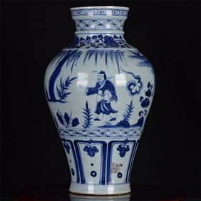 A Rare Blue and White Character and Story Pattern Vase