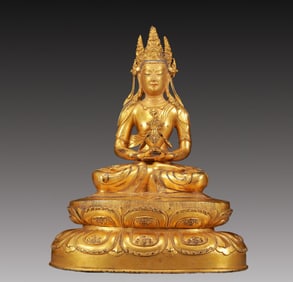 A Solemn Gilt Bronze Statue of Amitayus