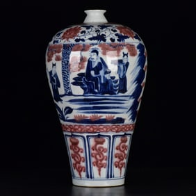 A Huge Blue and White Underglaze-Red Character and Story Pattern Vase