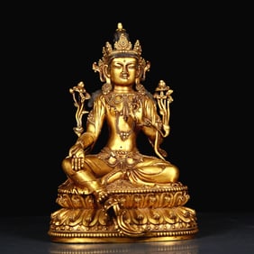 A Rare Gilt Bronze Statue of Tara