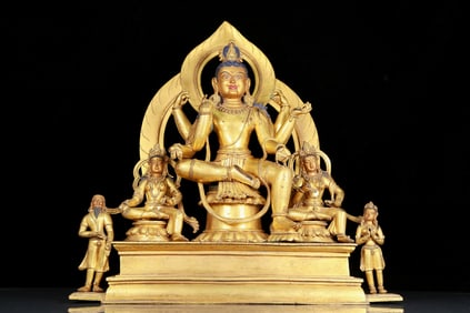A huge gilt bronze statue of Guanyin