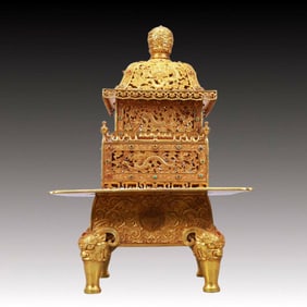 A Rare Gilt Bronze Dragon Pattern Beast-legs Censer,Inlaid Gems