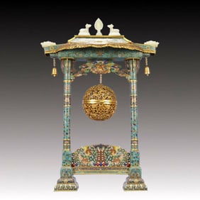 A Huge Cloisonne Inlaid White Jade Bats and Peach Pattern Censer