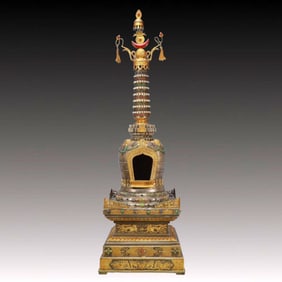 A Rare Gilt Silver Niche,Inlaid Gems