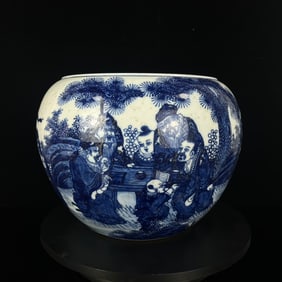 A Rare Blue and White Character and Story Pattern Jar