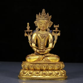 A Solemn Gilt Bronze Statue of Amitayus