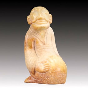 An Archaic Hongshan Culture Yellow Jade Figure Ornament