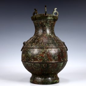 A Rare Bronze Double-Ears Vase,With Inscription