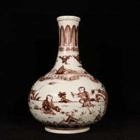 A Rare Underglaze-Red Character and Story Pattern Vase