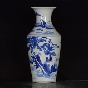 A Huge Blue and White Landscape and Figure Pattern Vase