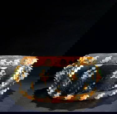 A Rare Tang Tri-Color Glazed Pottery Flower Pattern Beast-Ears Jar,with an Imperial Poem