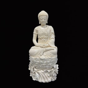 An Exquisite Blance-De-Chine Statue of Sakyamuni