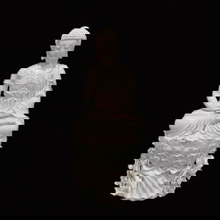 An Exquisite Blance-De-Chine Statue of Sakyamuni: An Exquisite Blance-De-Chine Statue of Sakyamuni,Qing Dynasty, China,Size:18.1in 德化瓷释迦摩尼像,中国清代