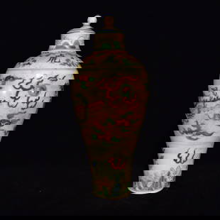 An Exquisite Doucai Phoenix Pattern Vase: An Exquisite Doucai Phoenix Pattern Vase,Ming Dynasty,China,Chenghua Six-Character Mark,Size:11in×4.7in 