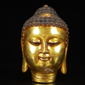 An Exquisite Gilt Bronze Statue of Sakyamuni Head
