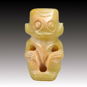 An Archaic Hongshan Culture Yellow Jade Figure Ornament