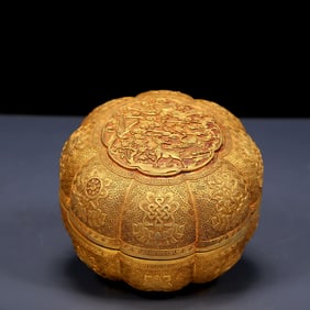 An Exquisite Gilt Bronze Eight Treasures and Auspicious Beast Pattern Box