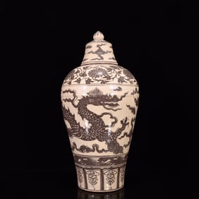 A Huge Underglaze-Red Auspicious Cloud and Dragon Pattern Bottle