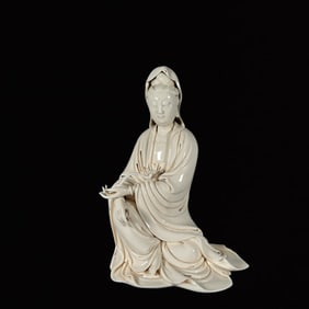 An Exquisite Blance-De-Chine Statue of Avalokitesvara