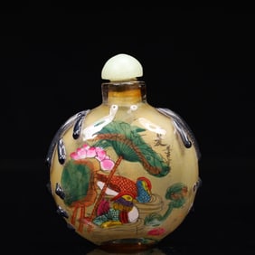 An Exquisite Glass Flower and Bird Pattern Snuff Bottle