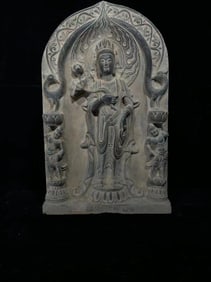 A Rare Limestone Statue of Avalokitesvara Ornament