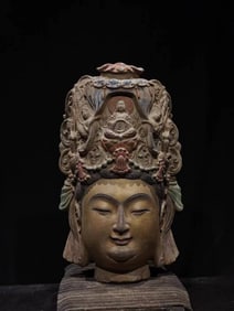 A Rare Limestone Avalokitesvara Head Ornament
