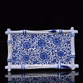 An Exquisite Blue and White Flower Pattern Tea Tray