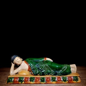 A Rare Liao Tri-Color Glazed Pottery Buddha Statue