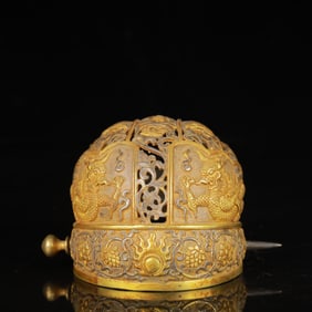 An Exquisite Gilt Silver Dragon Pattern Hat