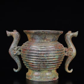 An Archaic Bronze Dragon-Ears Jar,with Inscription