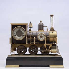 An Exquisite Copper Train Table Clock Ornament