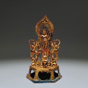 A Rare Gilt Bronze Buddha Statue Ornament