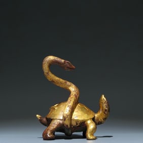 A Rare Gilt Bronze Auspicious Beast Ornament