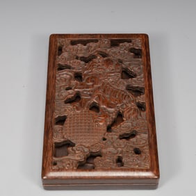 An Exquisite Boxwood Lion Pattern Inkstone