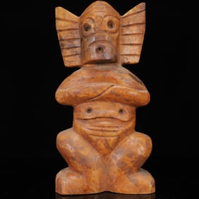 An Archaic Hongshan Culture Yellow Jade Figure Ornament