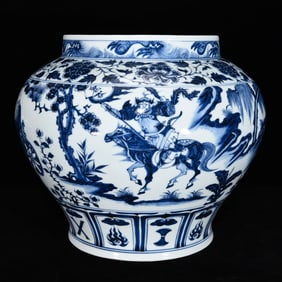 An Exquisite Blue and White Figure and Story Pattern Jar