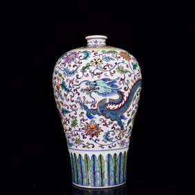 An Exquisite Doucai Dragon and Phoenix Pattern Vase