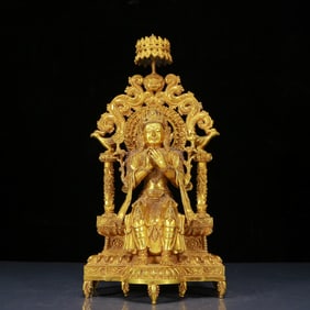 A Solemn Gilt Bronze Statue of Bodhisattva