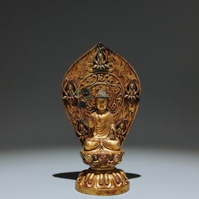 A Rare Gilt Bronze Statue of Sakyamuni Ornament